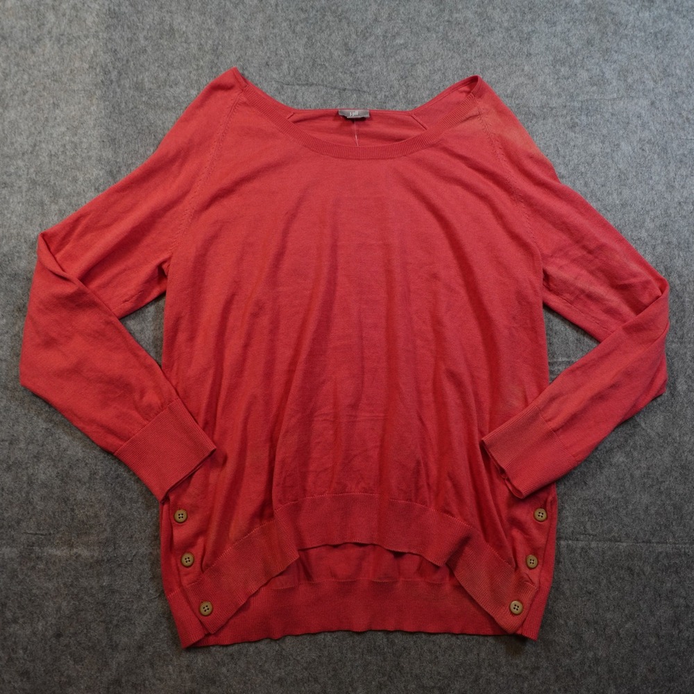 J Jill Sweater Womens Large NWT Red Boat Neck Button‎ Detail Knit Long Sleeve
